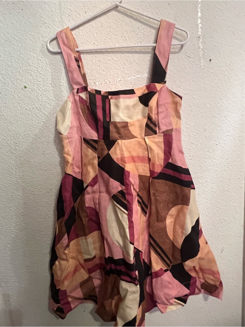 Banana Republic Pink Geometric Print Sundress with Brown & Cream Accents